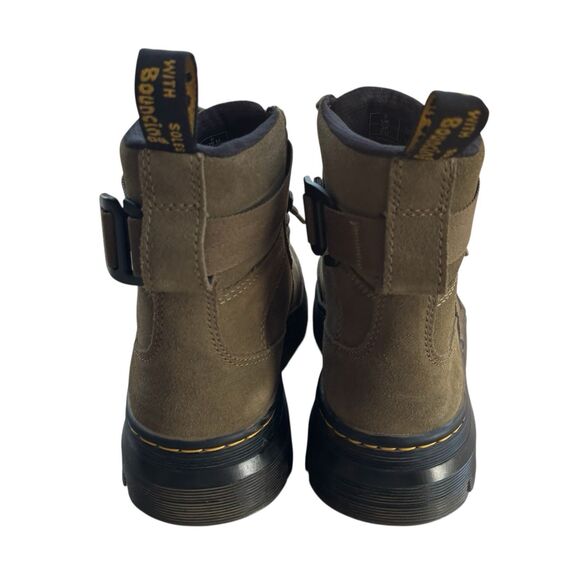 Dr. Martens Combs Tech Suede Boots Womens 7 Mens 6 Olive Green Combat Lace Up - Picture 7 of 10